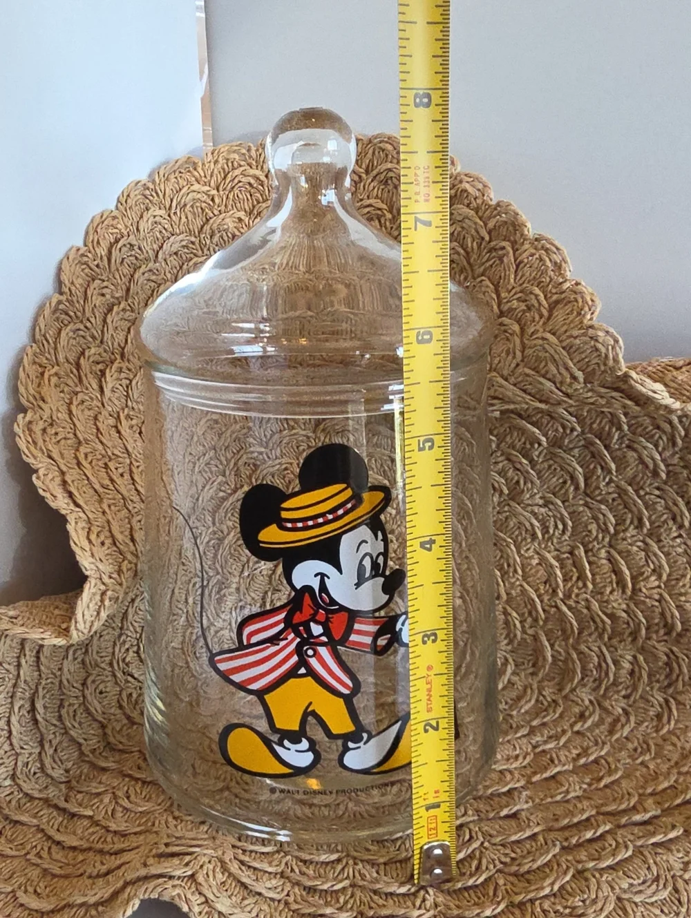 Vintage 1970's Walt Disney Productions Circus Mickey Mouse Glass Lidded Jar